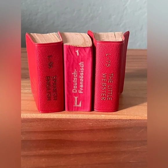 Antique 1957; 1961 Mini Red Books Little Dictionaries 2” Set Of 3